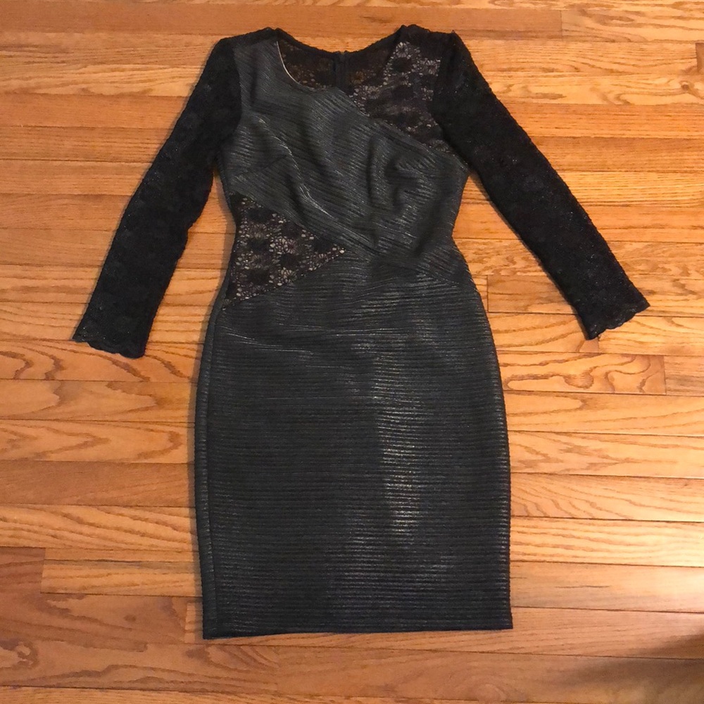 Worn once- black dress with lace & overlay